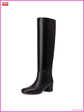 Women's Knee High Chunky Heel Boots Faux Leather Pull On Fall Winter